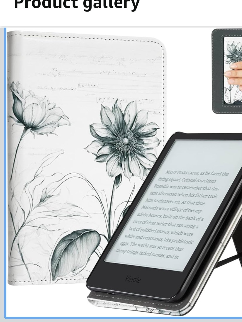 Cobak Kindle Paperwhite Case 6” Sketch Sunflower White Black